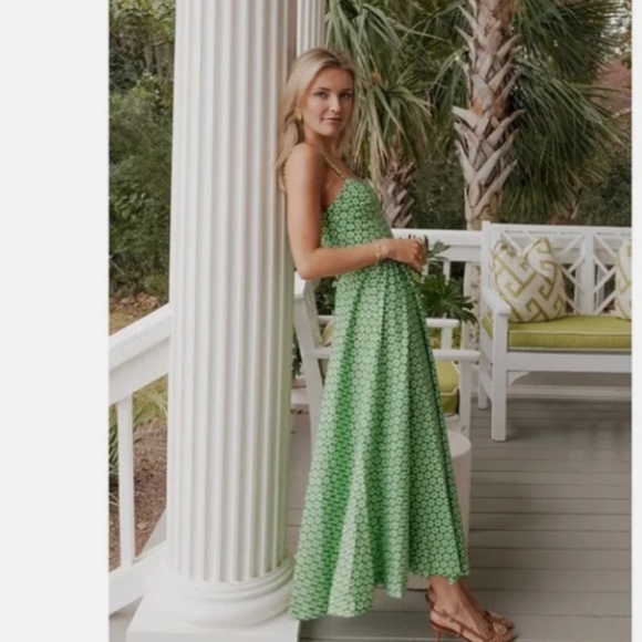 Antonio Melani X Style By Simkins Green Margo Poplin Fit Flare Tea Sun Dress - Picture 3 of 10